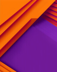 Poster - A dynamic abstract image with diagonal, overlapping geometric shapes in orange and purple, creating a modern and minimalist pattern.