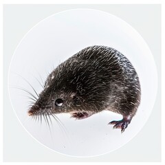Wall Mural - A mole, round frame, white background, live shot, commercial photography 