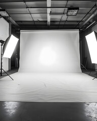 Wall Mural - Empty photo studio with lighting equipment