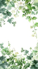 Wall Mural - Elegant botanical frame with white blossoms for text or design elements