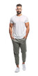 © Michael - Isolated walking handsome young man wearing casual khaki trousers, png,cutout on transparent background, ready for architectural visualisation