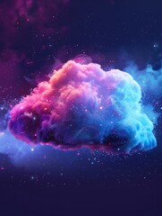 Wall Mural - Cloud computing concept.Abstract cloud connection transfer big data on internet futuristic digital technology background. hyper realistic 