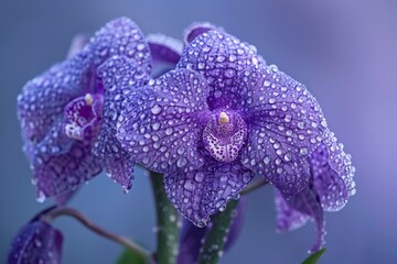 Canvas Print - Vase of purple flowers with water droplets