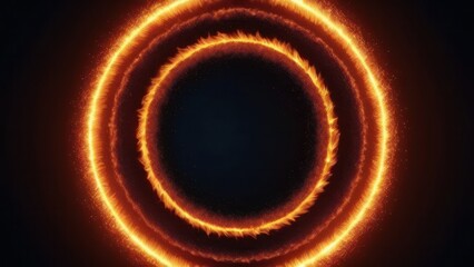 concentric rings of orange flames against a dark background. the vivid colors and intricate patterns