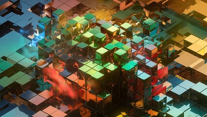 Wall Mural - abstract background with coloured cubes wallpaper