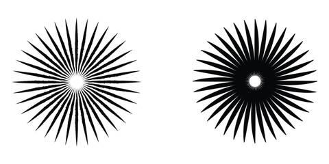 Fototapete - Circular radiating lines geometric element. Sun star rays symbol. Abstract geometric shapes. Design element. Vector illustration isolated on white background. Vector illustration. Eps file 169.