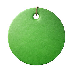 Wall Mural - green circular tag with hole and metal ring - high-quality textured surface, cut out isolated png tr