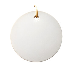 Wall Mural - blank circular white tag with string, cut out isolated png transparent