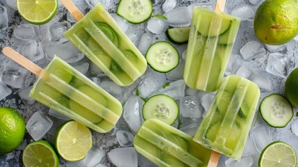 Wall Mural - Zuchini lime popsicles, sommer food photography, refreshing, 16:9