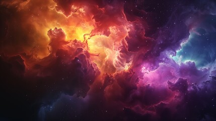 Poster - AI-generated illustration of nebulas and stars against dark blue sky in space