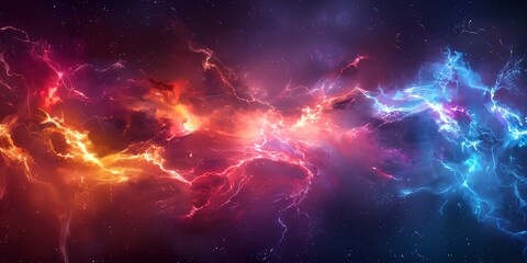 Wall Mural - a colorful space filled with lots of stars and clouds with a black background