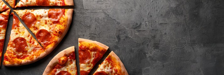 Wall Mural - a sliced pepperoni pizza on a table