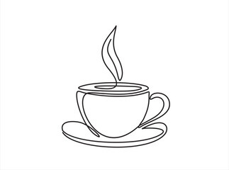 Canvas Print - Continuous one single line drawing of Cup of tea or coffee