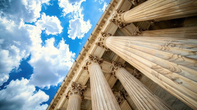 Government Law at the U.S. Supreme Court. Legal Business with Columns and Cloud Support