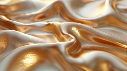 Detailed golden satin fabric texture with elegant and luxurious appearance, highlighted by lighting