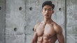 © Serhii - Korean Man. Athletic Asian Asian Man with Clean Muscles and Abdominal. Portrait of Beauty
