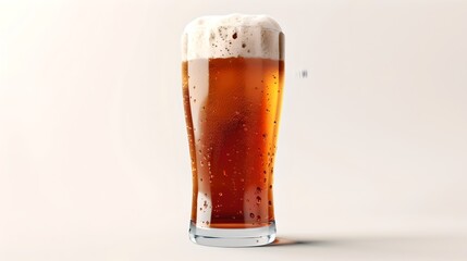 Sticker - A tall glass of frothy beer. Refreshing and cold drink on a light background. Close-up image to use for beverage advertising. AI