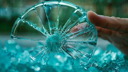 Canvas Print - A person holding a broken glass in their hand, AI