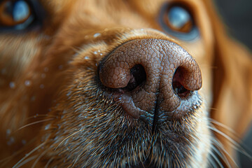 Canvas Print - The texture of a dog's nose, showing its moist surface. Concept of animal senses and unique features. Generative Ai.