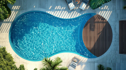 Wall Mural - Luxury swimming pool top view