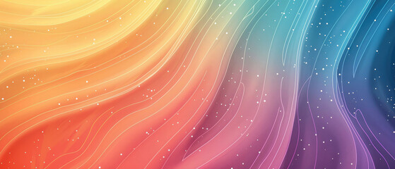 Minimalist pop art rainbow gradient with swirl waves lines curve pattern style background