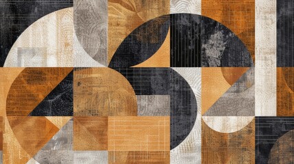 Wall Mural - An image of a mat with a unique abstract design featuring a mix of circles squares and triangles for a visually interesting yet practical nonslip option