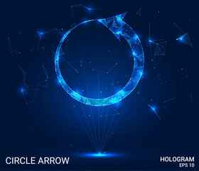 Wall Mural - the hologram is a circular arrow. a circular arrow made of polygons, triangles of points and lines. 