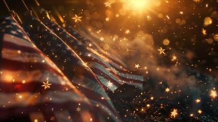 Celebrate the 14th of July with a patriotic display of fireworks and flags.