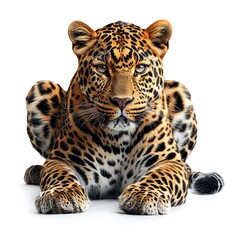Wall Mural - picture of a leopard on a white background