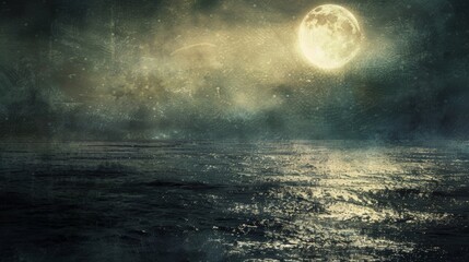 Wall Mural - a sea of silver as the bright moons light transforms the dark waters into a glittering ethereal wond