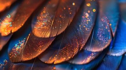 the rich iridescent plumage of these feathers glimmers in the light displaying an array of mesmerizi