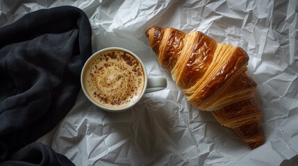 Wall Mural - Croissant and coffee.