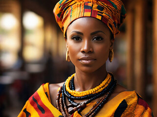 Wall Mural - Ghanaian Woman in Traditional Kente Cloth 