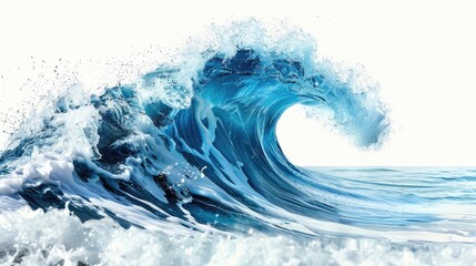 Wall Mural - blue water wave isolated on white background