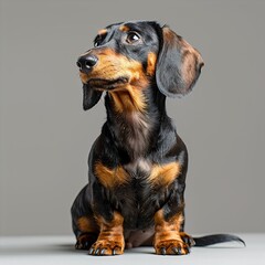 Wall Mural - full long body dachshund standing up side profile