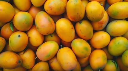 Wall Mural - Mango background. Close-up of a beautiful ripe sweet mango. 