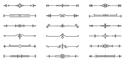 Wall Mural - text dividers doodle set. wedding decorative elements. divider ornament, borders, vintage line separ