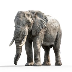 Wall Mural - realistic photo of an elephant on a white background 