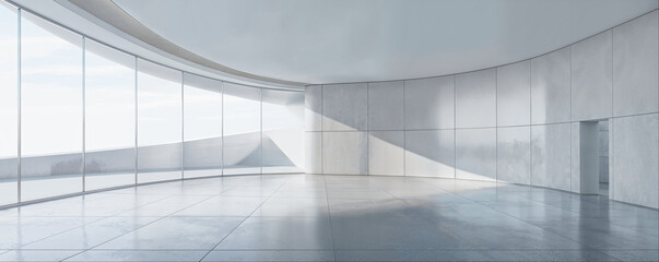 Wall Mural - empty minimal abstract architecture building interior or exterior concrete design with open space fl