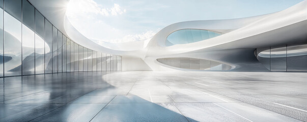 Wall Mural - empty minimal abstract architecture building interior or exterior concrete design with open space fl