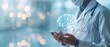 © Naret - Doctor holding smartphone analyzing brain hologram, representing medical technology, innovation, and digital healthcare advancements.