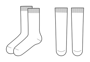 mid calf socks length set. fashion hosiery accessory clothing technical illustration stocking. vecto