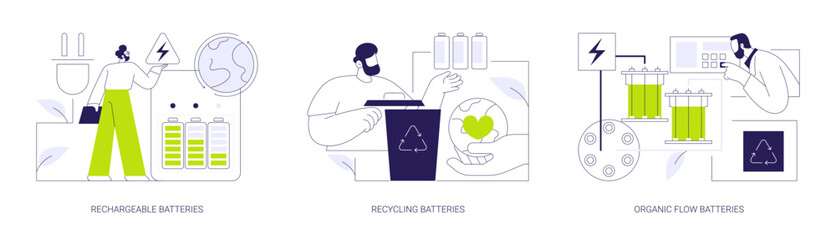 Sticker - Sustainable batteries abstract concept vector illustrations.