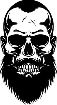 Skull with Beard Illustration