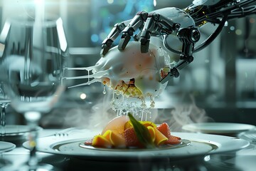 The robot chef is preparing a delicious meal.
