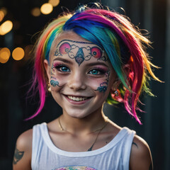Wall Mural - Pride Month Little Girl With Face Paint