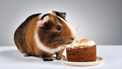 Poster - Guinea Pig Indulging in Cake