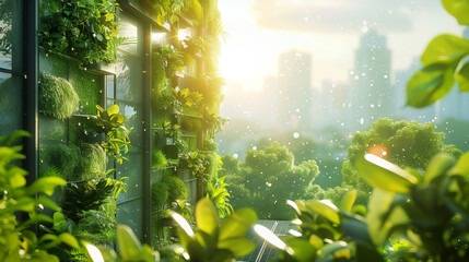 Wall Mural - Urban Jungle with Green Buildings