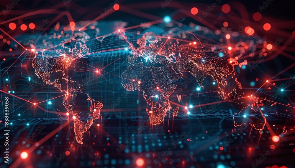 A cyber attack map showing realtime global threats and attacks Stock ...