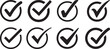 © J Creatives - Check box icon with correct, accept checkmark icons tick box checked. Check mark icon symbols vector.